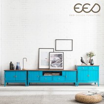 [이드가구] 프렌치 빈티지 엔틱가구 블루 엔틱 TV장 거실장 세트 R1315, 단품