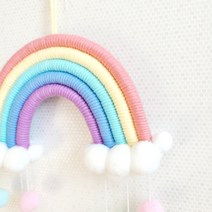 무지개마크라메 가랜드 월행잉 라크라메 남자아이방 신생아 여자 아기방꾸미기 마크메라, 구름(핑크)