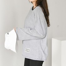 제시카79러브 여성 빅사이즈 루즈핏 단가라티셔츠 잔가로줄 긴팔 가을티셔츠