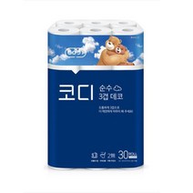 코디 순수 3겹 데코 30M 30롤 화장지 3팩, 1개