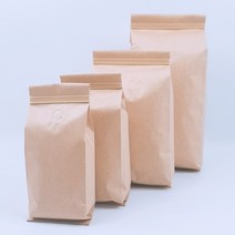 바이올팩키지 커피봉투 크라프트 M자봉투 100매 아로마밸브부착형, 200g