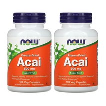 (2통)나우푸드 동결건조 아사이베리 500mg 베지캡슐 100정 비건 nowfoods