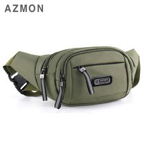 AZMON 프리미엄 멀티포켓 미니힙색 스포츠 웨이스트백 2.5L, 그린, 360 x 140 x 100mm