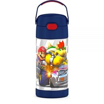 THERMOS 아동용 펀테이너 스테인리스 스틸 진공 보온 빨대 텀블러 12 oz 퍼플 하트, FUNTAINER 12 Ounce Bottle, Super Mario Brothers