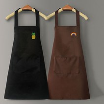 신스엔스 1+1 주방용 방수 포켓 앞치마 순색, 블랙파인애플+카키레이인보우