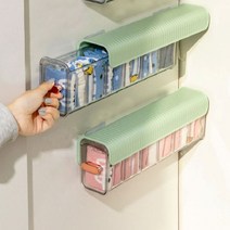 슬라이딩 속옷정리함 다용도 투명 양말 보관함, 진녹색, 1개