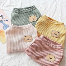 펫라이엇 1+1 강아지옷 고양이옷 데일리 크루넥 와플 티셔츠 나시 실내복 외출복 S-XL, 세트09_퍼플+연핑크