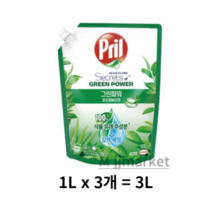 프릴 그린파워 알로에 베라 주방세제, 3L, 2개