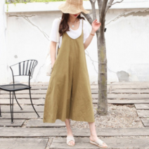 하늘바라기 여성용 린넨 와이드 점프수트