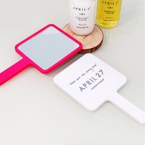 에이프릴27 예쁜 휴대용 패션 사각 손거울, 핑크