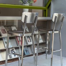 스테인레스의자 높은 스틸 체어 미니멀 카페 바의자, 45의자-거울테이블높이75