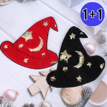 짱패브릭 와펜-(1+1) 뽀글스팽글모자, 블랙