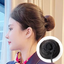 승무원 하이번 당고머리 가발 한복 올림머리, 라이트골드_승무원하이번, 1