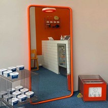 전신거울 와이드 현관 쇼룸 스텐딩 유니크 예쁜 큰거울, 80x180CM 주황색 + 터치 스크린 조명 다른 아니