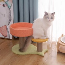 고양이 대형 스크래쳐 2 겹 나무 등반 프레임 키가 큰 타워 콘도 아늑한 퍼치 침대 스크래칭 포스트 점프 장난감, [02] 1 layer