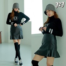 여성 봄가을 스판 레더 골프스커트 플리츠 큐롯 스커트