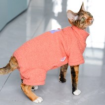 고양이조끼 Devon Vex 겨울 아웃웨어 4 피트 스핑크스 고양이 스웨터 털이없는 옷 두껍게 부드러운 양면 섬, 02 Orange_02 S