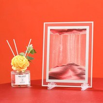 키네틱아트 아이디어 스트레스해소 3D입체 데저트 모래 시계 그리기 소품 상태 유리 원형 산수 예술 집안장식 선물, T02-빨간색