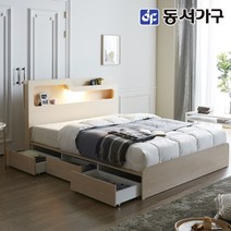 동서가구 소프 인싸 LED 3서랍수납형 SS 침대 DDM001, 메이플