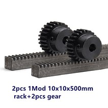 랙기어 2 개몫 1mod 1 모듈러스 스틸 1010500mm 2pcs 1m 피니언 45, 15개 이빨, 8mm