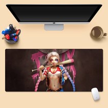 게이밍 장패드 할리퀸 조커 캐릭터 일러스트 다용도 컴퓨터 미끄럼방지 카툰 탁상 매트, 800*300*3mm, GILF-002