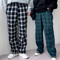 노마진컴퍼니 2컬러 여자 남자 와이드핏 체크 밴딩 면바지 팬츠 원마일룩 파자마 홈웨어 (M-XL)