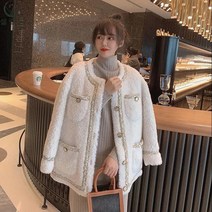 셀럽당 여성용 인조 스웨이드 코트 트위드 자켓 퍼 코트