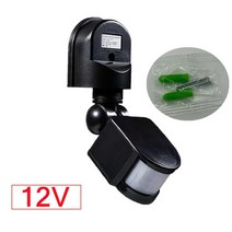 PwwQmm AC110V ~ 220V PIR 모션 센서 스위치 LED 적외선 감지기 벽 조명 도매 드롭 배송, 01 black-12V