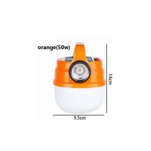 캠핑손전등야간산행휴대용미니충전식 연기투시랜턴 휴대용 태양광 USB 충전식 LED 플래시 라이트 야외 캠핑 낚시 바베큐 램프, 오렌지-50w