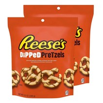 리세스 딥 프레첼 인 피넛 버터 캔디 앤 드리즐드 밀크 초콜릿, 240g, 2개