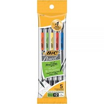 BIC Xtra-Life 샤프 투명 배럴 중간 포인트 (0.7mm) 5개입, 5 Count (Pack of 1)