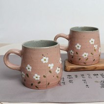 딜민트 머그컵 500ml 봄맞이꽃 핑크 2P세트 대, 수량본상품선택, 색상본상품선택