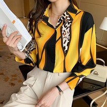 [디아리스] 여성 봄 가을 레오파드 셔츠 블라우스 5021