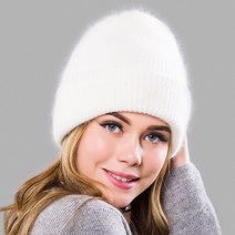 여성 골프 귀마개 겨울 토끼 모피 모자 beanies 따뜻한 긴 모피 skullies beanies 모자 와이드 커프 용 젊은 스타일 모자, 한 사이즈, 하얀