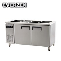 에버젠 간냉식 받드테이블(1500) 2도어 UDS-15RBDE-NSV 반찬냉장고 올스텐 디지털, 1층까지 배송