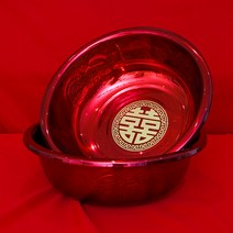 여자 용품 여성 측 시집가다 축하용 대야 신부 혼수 레드 가정용 세수 한쌍 결혼기념일 완전무결 3629204180, 스텐레스 레드 대야 (둥글다 )한쌍