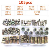 플랜지 육각 드라이브 헤드 가구 너트 M4 M5 M6 M8 M10 아연 합금 스레드 목재 삽입 105 개50 개, 2.105pcs M4M10