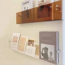 아크릴 책진열대 리플렛거치대 벽걸이 책전시대, 투명40cm