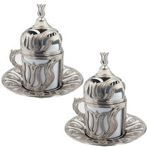 터키 식 커피 추출 기 버터 구리 포트 체즈베 동 이브릭 주전자 잔 팟 메이커 Copper turkish coffee cup set 에스프레소 with anatolian 튤립, 컵 모델2 2개
