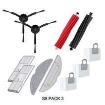 Roborock S8 사이드롤러 브러시 필터 먼지 봉투 액세서리 Pro Ultra + 진공 청소기 예비 부품, 10 s8 Pack3