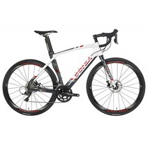 소니아 시마노 에어로 클라리스 알루미늄 디스크 브레이크 로드 자전거 510mm SR-1500D 미조립, 화이트/레드 - 440