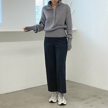 [수키] 빅시보리 히든지퍼 블루종 니트티 1108422