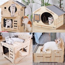 원목 고양이집 2층 침대 스크래쳐 하우스, 2층 하우스