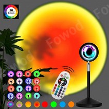 Fowod 2022 램프 원격 스위치 16 색 선셋 촬영 일출 조명 스튜디오 분위기 일출 조명 LED 무드등 USB충전, 원격 스위치 -16 색