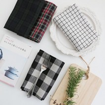 [윤자매네] 일본 포그린넨 굵은 체크 키친크로스 주방타올(4type), 레드그린체크