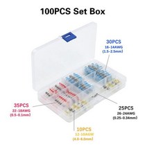 50/300PCS 방수 열 수축 버트 압착 단자 솔더 씰 전기 와이어 케이블 스플 라이스 터미널 키트 (핫 에어 건 포함), 상품, 100Pcs with box