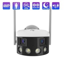쇼뱅 야간 감시장비Techage-HD 4MP WIFI 카메라 5X 줌 무선 듀얼 렌즈 야외 180 ° 광각 인간 감지 IP 카메, 04 4MP Camera 128G_01 EU 플러그, 1개