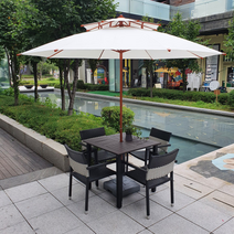 아임파라솔 국산 감성 대형 우드 나무 카페 정원 루프탑 캠핑 피크닉 파라솔, 갈색, 이단대형(우드형-다크브라운)