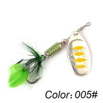 FTK 1pc 회 전자 미끼 7.5g 12g 17.5g 하드 스푼베이스는 파이크 낚시에 대한 깃털 트레블 후크와 금속 낚, 005
