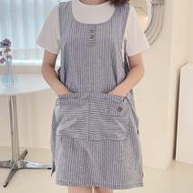 데코나인 어린이집 앞치마 원피스 카페 주방 선생님 유치원 보육교사 스트라이프, 1.스트라이프앞치마-블루